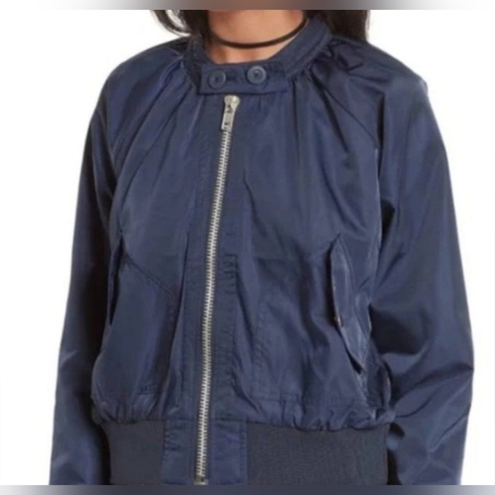 Free People-Navy Blue-Midnight Women’s Bomber Jacket Sz XS - Picture 3 of 7